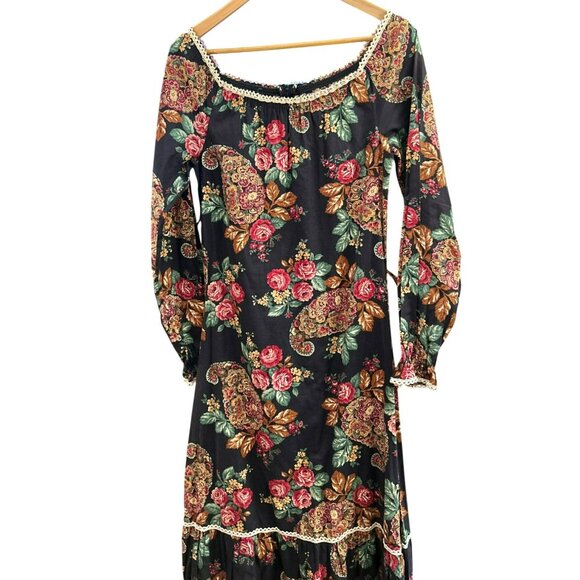 La Poubelle Vintage One of a Kind Floor Length Bohemian Floral Maxi Dress Small - Picture 2 of 9